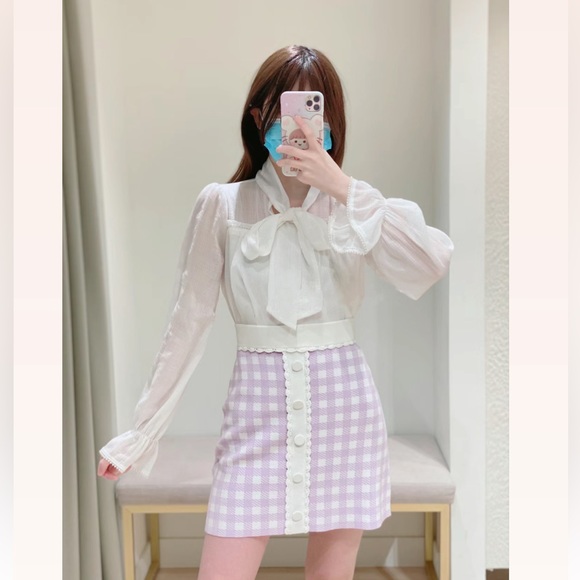 Maje Jimmy Check Woven Mini Skirt